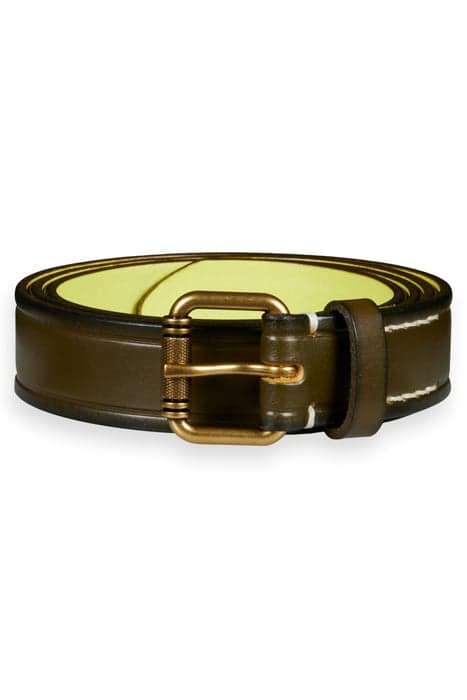 SLIM LEATHER BELT ALGAE by Scotch & Soda