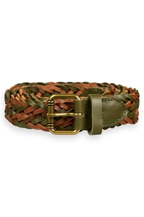 BRAIDED LEATHER BELT SEASTONE/ ALGAE by Scotch & Soda