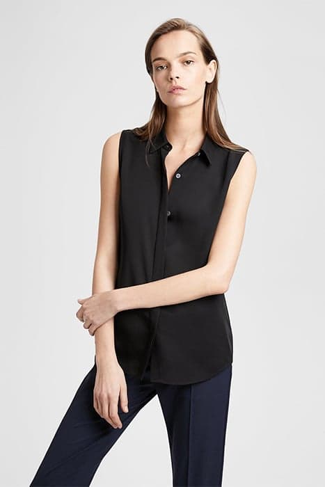 SLEEVELESS SHIRT IN SILK BLACK by THEORY