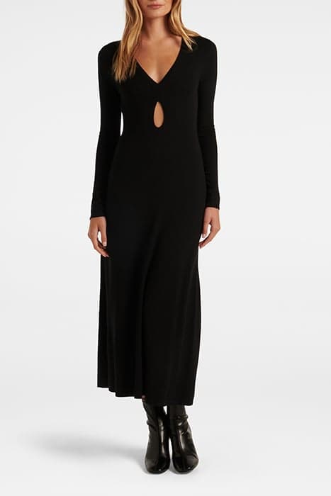 MADELYN TEAR DROP CUT OUT DRESS BLACK by Forever New