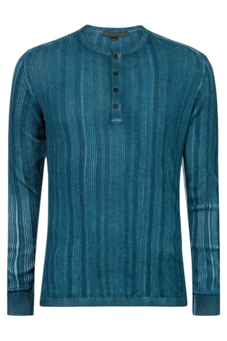 TORRANCE LS VARIEGATED RIB HENLEY WITH C STREAM BLUE by John Varvatos