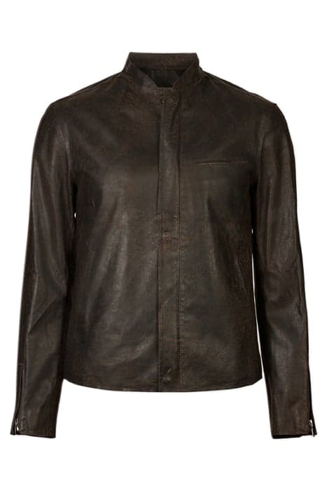 RACER JACKET WITH RAW EDGES WOOD BROWN by John Varvatos