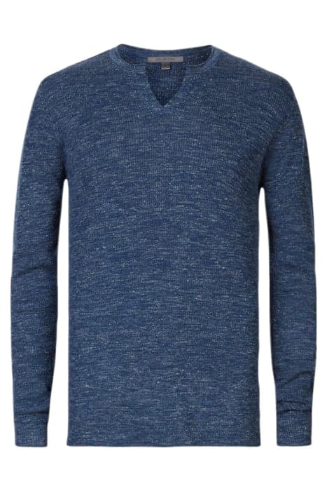 TRAVIS LS RIB HENLEY WITH OPEN PLACKET NAVY by John Varvatos