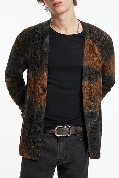 SOLANO REGULAR FIT LINEN BOUCLE CARDIGAN COPPER by John Varvatos