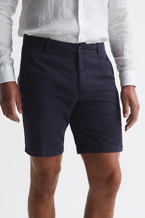 EZRA-CASUAL LINEN SHORT NAVY by Reiss