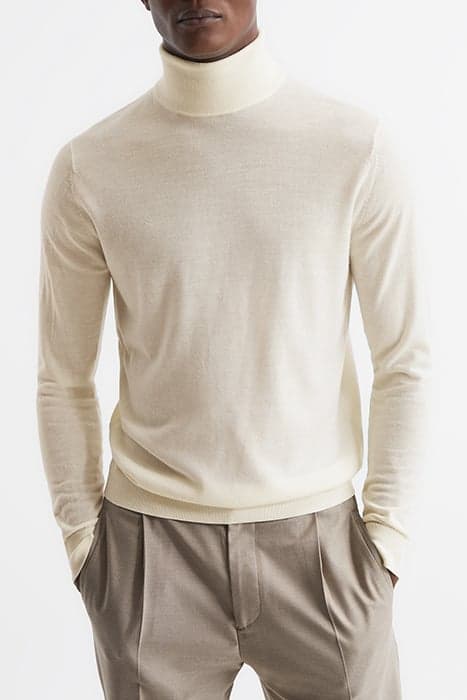 CAINE-LS MERINO ROLL NECK BIANCO by Reiss