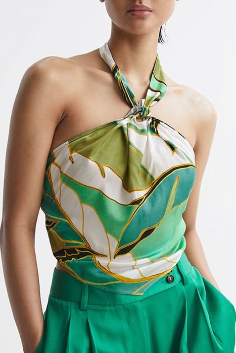 LUNA-PRINTED HALTER GREEN by Reiss