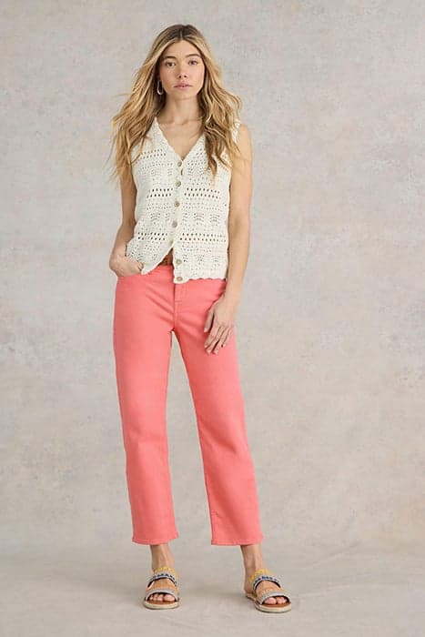 BLAKE STRAIGHT CROP JEAN BRIGHT PINK by White Stuff