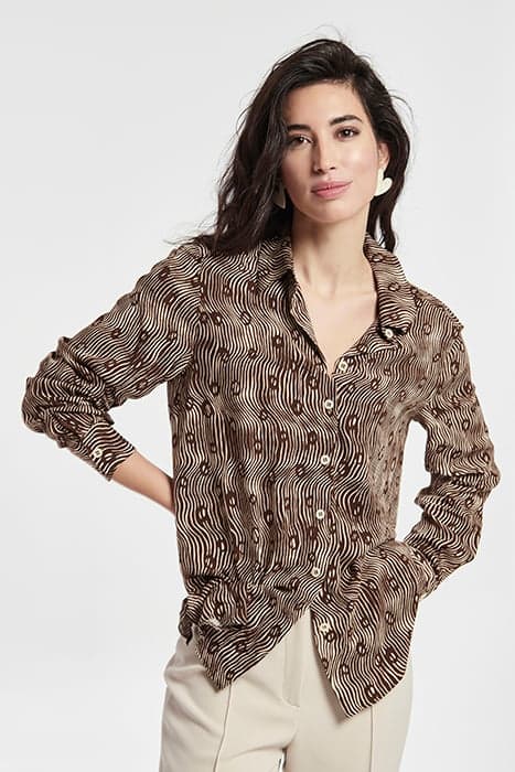 PRINTED VISCOSE BASIC GADEA SHIRT BROWN by OKY