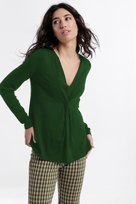 SOFT KNIT GATHERED KNIT BOBY TOP GREEN by OKY