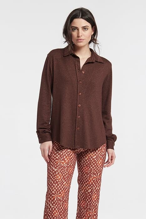 LUREX KNIT TAILORED SHIRT BROWN by OKY