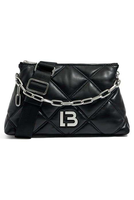 M BLACK LEATHER TRAPEZIUM BAG by Bimba y Lola