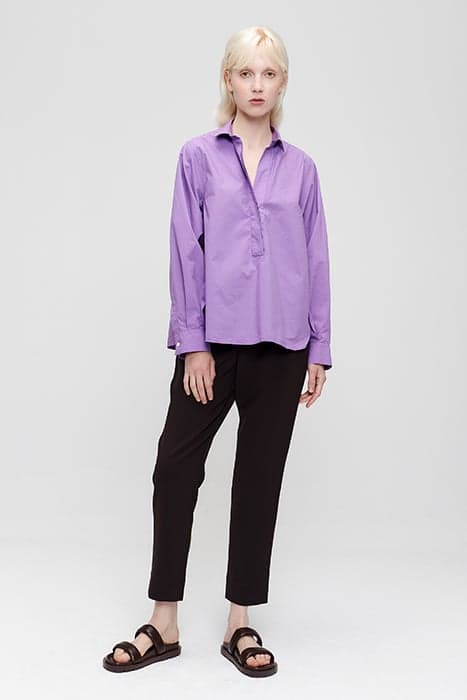 MAGGY POPLIN POLO TOP HEATHER by Zenggi