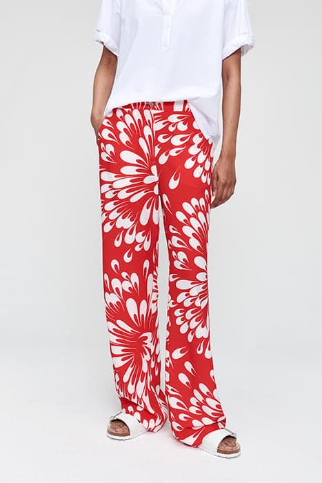 PRINTED WIDE LEG PANTS FIERY RED by TRVL DRSS