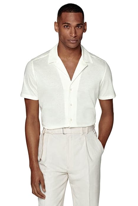 OFF-WHITE CAMP COLLAR EXTRA SLIM FIT SHIRT by Suitsupply