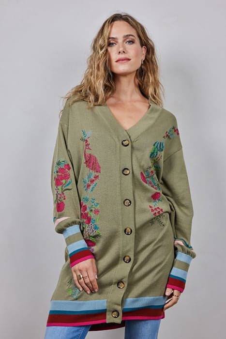 CARDIGAN BIRD GARDEN EMBRO ALOE GREEN by DIDI