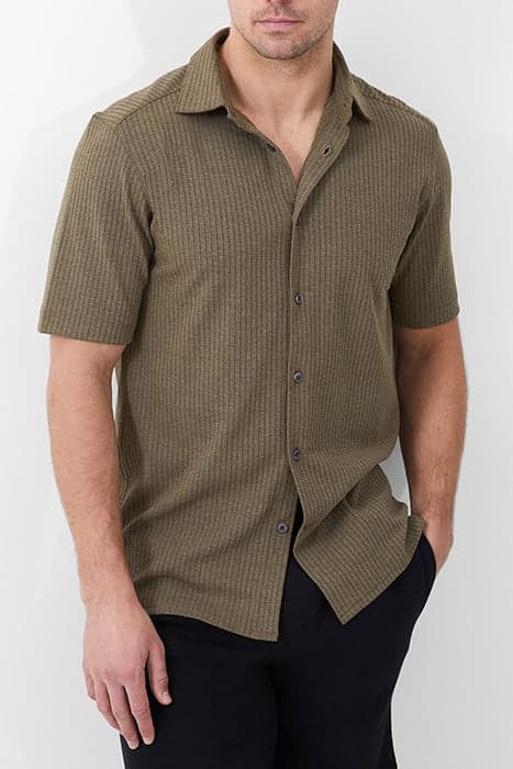 LADDER TEXTURE JERSEY SHIRT GREEN by French Connection