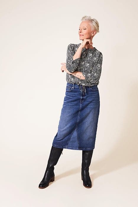 JEMMA DENIM MIDI SKIRT MID DENIM by White Stuff