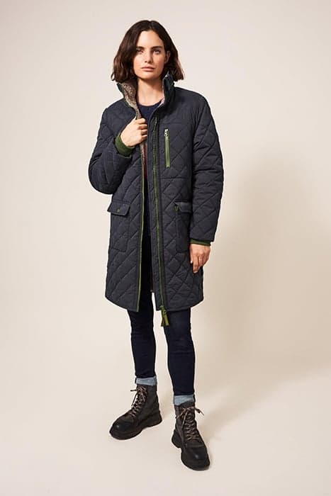 LUCKIE QUILTED COAT DARK GREY by White Stuff