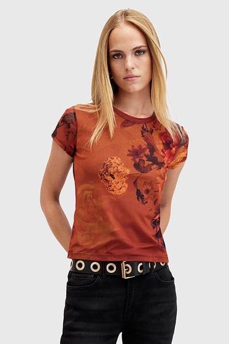 ELLIE MESH TEE ADELA BURNT ORANGE by AllSaints