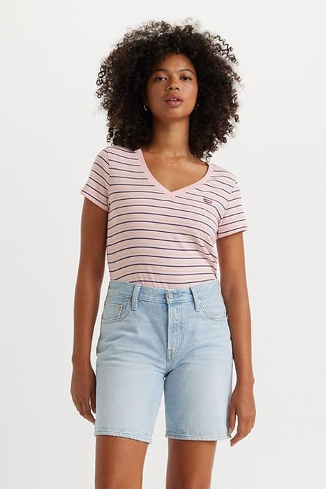 PERFECT VNECK COOL STRIPE CHALK PINK STR by Levi's