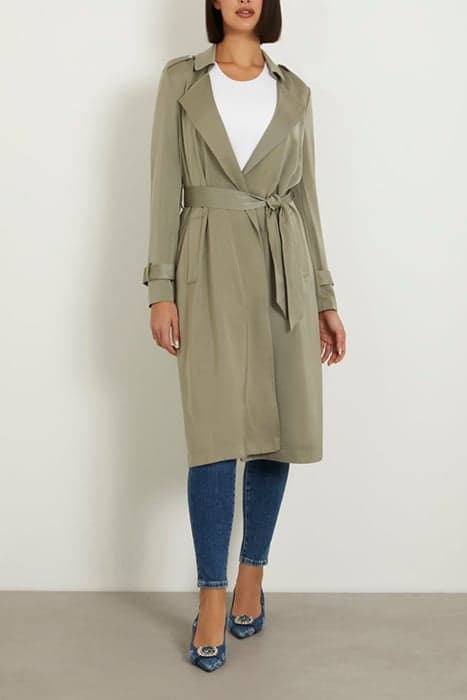 MICOLE SATIN TRENCH MOSSY GREEN by GUESS ECO