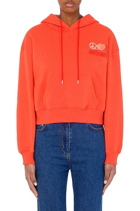 PEACE & LOVE HOODIE ORANGE by Moschino