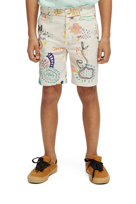 BOYS ALL-OVER PRINTED CHINO SHORTS PARK SCRIBBLES ECRU by Scotch & Soda