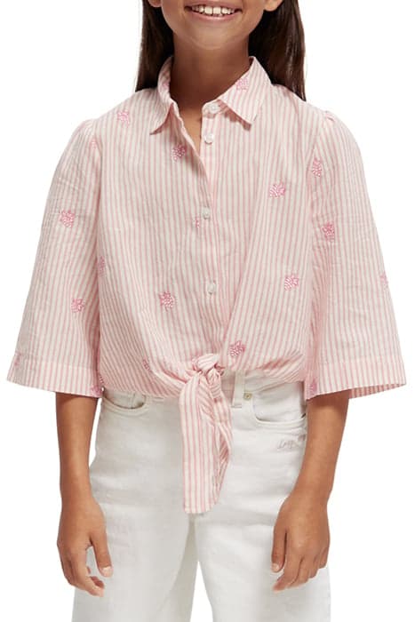 GIRLS STRIPED EMBROIDERED KNOTTED SHIRT GRAPE STRIPE by Scotch & Soda