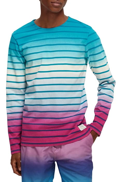 DIP DYE LONGSLEEVE TEE MULTI STRIPE by Scotch & Soda