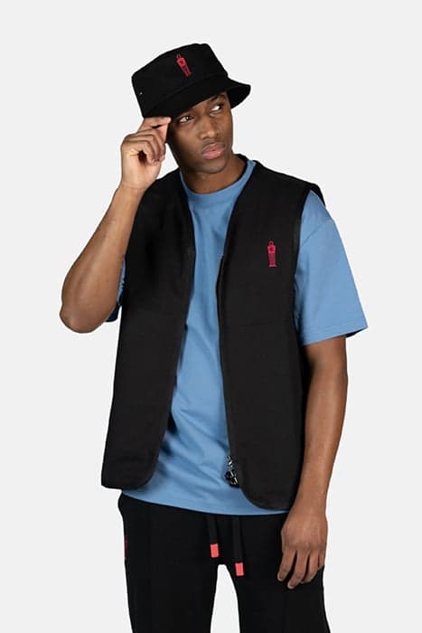 THE WALL BOX FIT GILET JET BLACK by BALR.