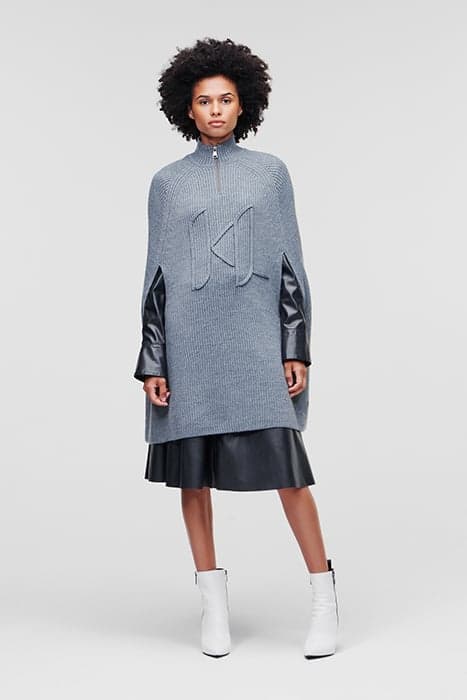 CHUNKY KL SOUTACHE CAPE GREY MELANGE by KARL LAGERFELD