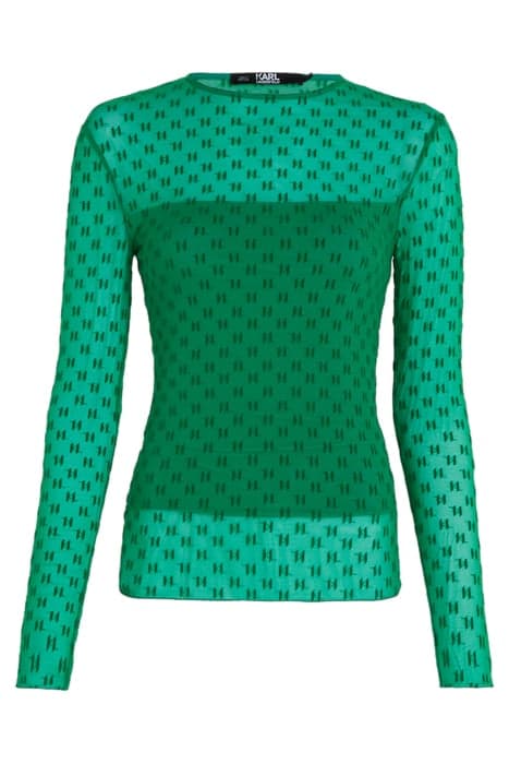 KL MESH LSLV TOP EMERALD by KARL LAGERFELD