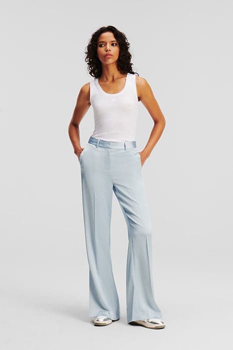 FLUID SATIN TAILORED PANTS CASHMERE BLUE by KARL LAGERFELD