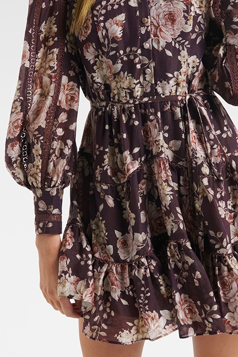 VALENCIA TRIM DETAIL SKATER DRESS MULBERRY VICTORIA FLORAL 5