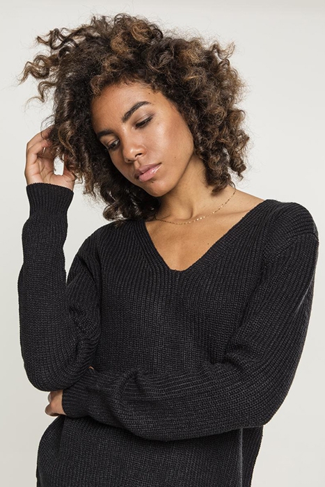 LADIES BACK LACE UP SWEATER BLACK 5