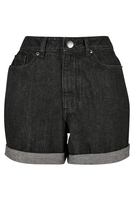 LADIES HIGH WAIST BOYFRIEND SHORTS BLACK WASHED 1