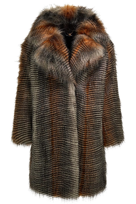MARCIANO BY GUESS ALEXANDRA COAT MICROSTRIPED FAUX FUR 6