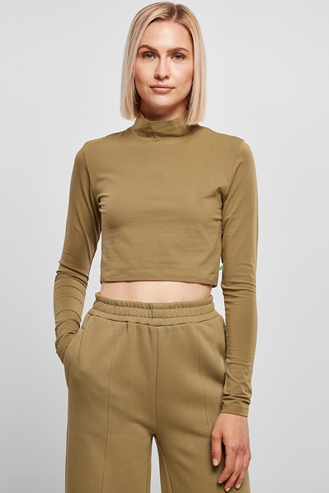 LADIES ORGANIC CROPPED TURTELNECK LONGSLEEVE TINIOLIVE 1
