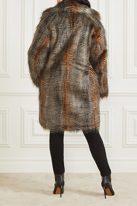 MARCIANO BY GUESS ALEXANDRA COAT MICROSTRIPED FAUX FUR 2
