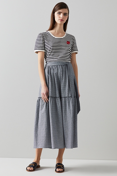 REGO MIDI SKIRT NAVY/WHITE 1