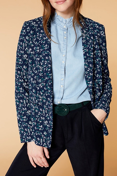 VERTU - NAVY SUIT JACKET WITH FROSTED FLOWER PRINT 1