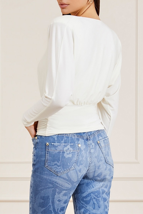 MARCIANO BY GUESS BILLIE KNIT TOP PALE BLOUSE PEARL 2