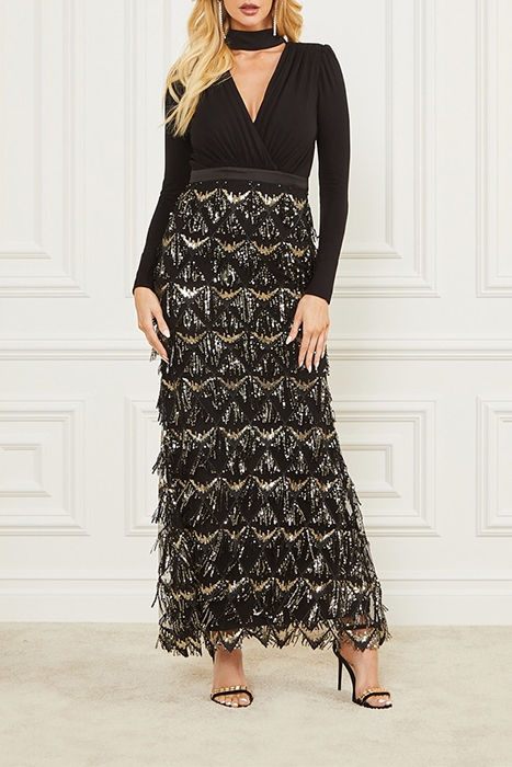 MARCIANO BY GUESS ABBY LONG DRESS JET BLACK 1