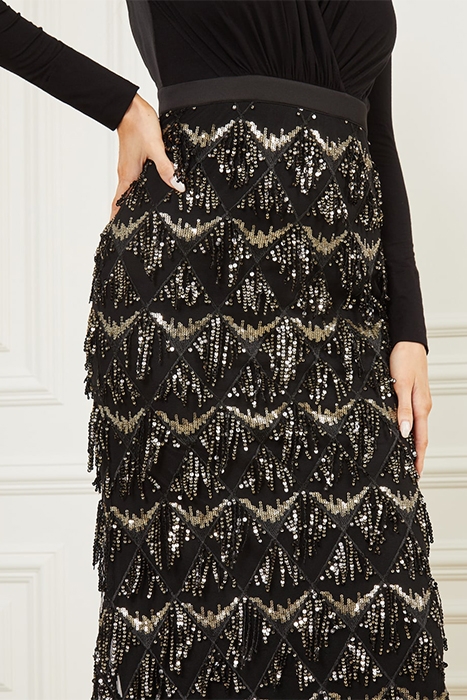 MARCIANO BY GUESS ABBY LONG DRESS JET BLACK 5