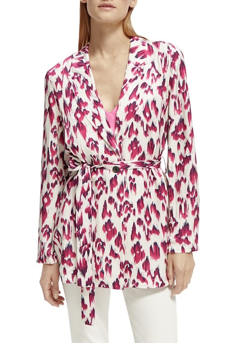 PRINTED DRAPEY BLAZER BRUSHED IKAT CHERRY PIE 3