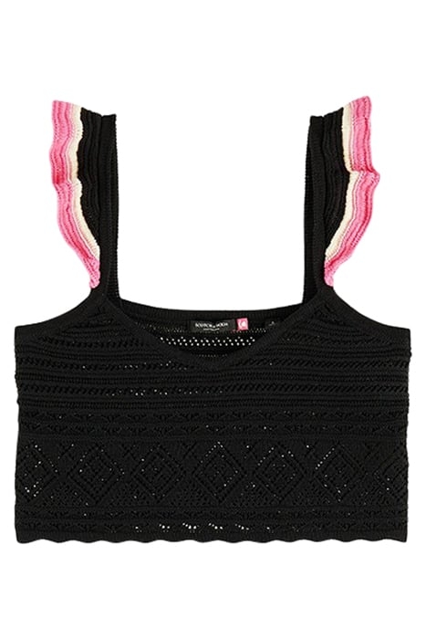 POINTELLE CROP KNITTED VEST BLACK 1