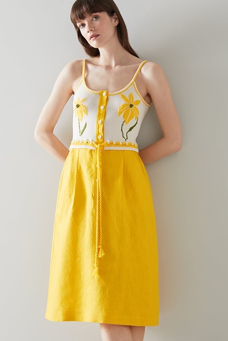 LUCIA MIDI DRESS CREAM/YELLOW 1