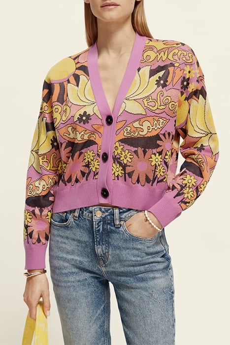 FLOWER JACQUARD CARDIGAN ORCHID PINK 2