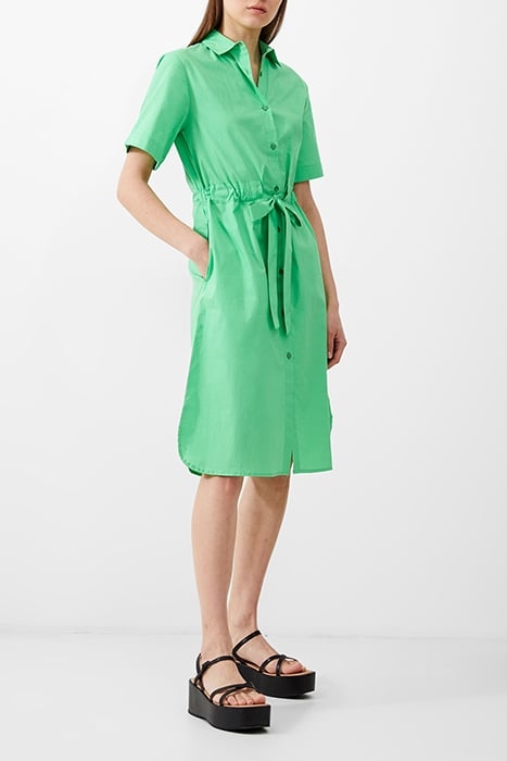POPLIN TIE SHIRT DRESS MIDI POISE GREEN 2